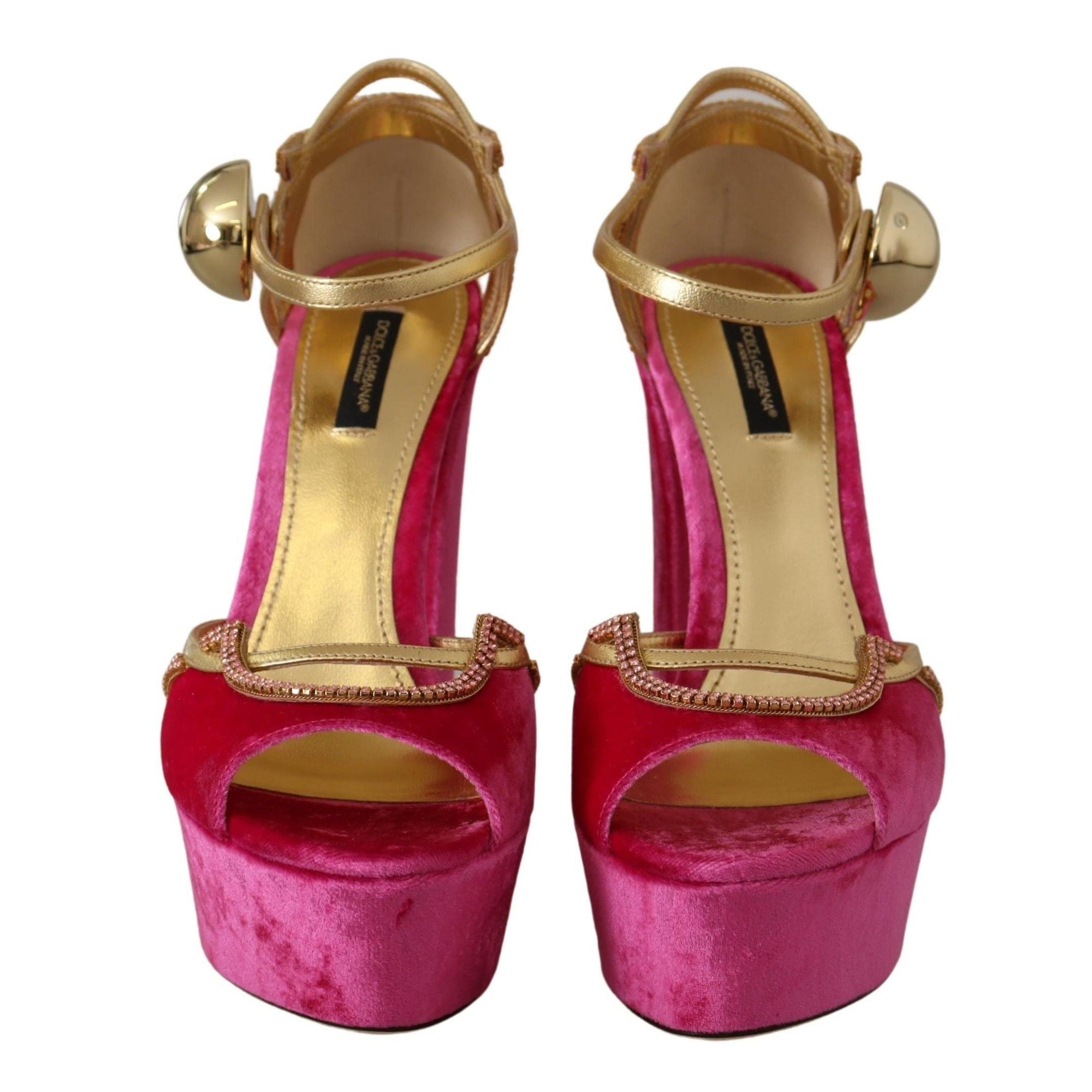 Dolce &amp; Gabbana Ethereal Pink Velvet Crystal Sandals