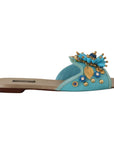 Dolce & Gabbana Exquisite Crystal-Embellished Exotic Leather Sandals