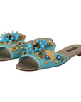 Dolce & Gabbana Exquisite Crystal-Embellished Exotic Leather Sandals