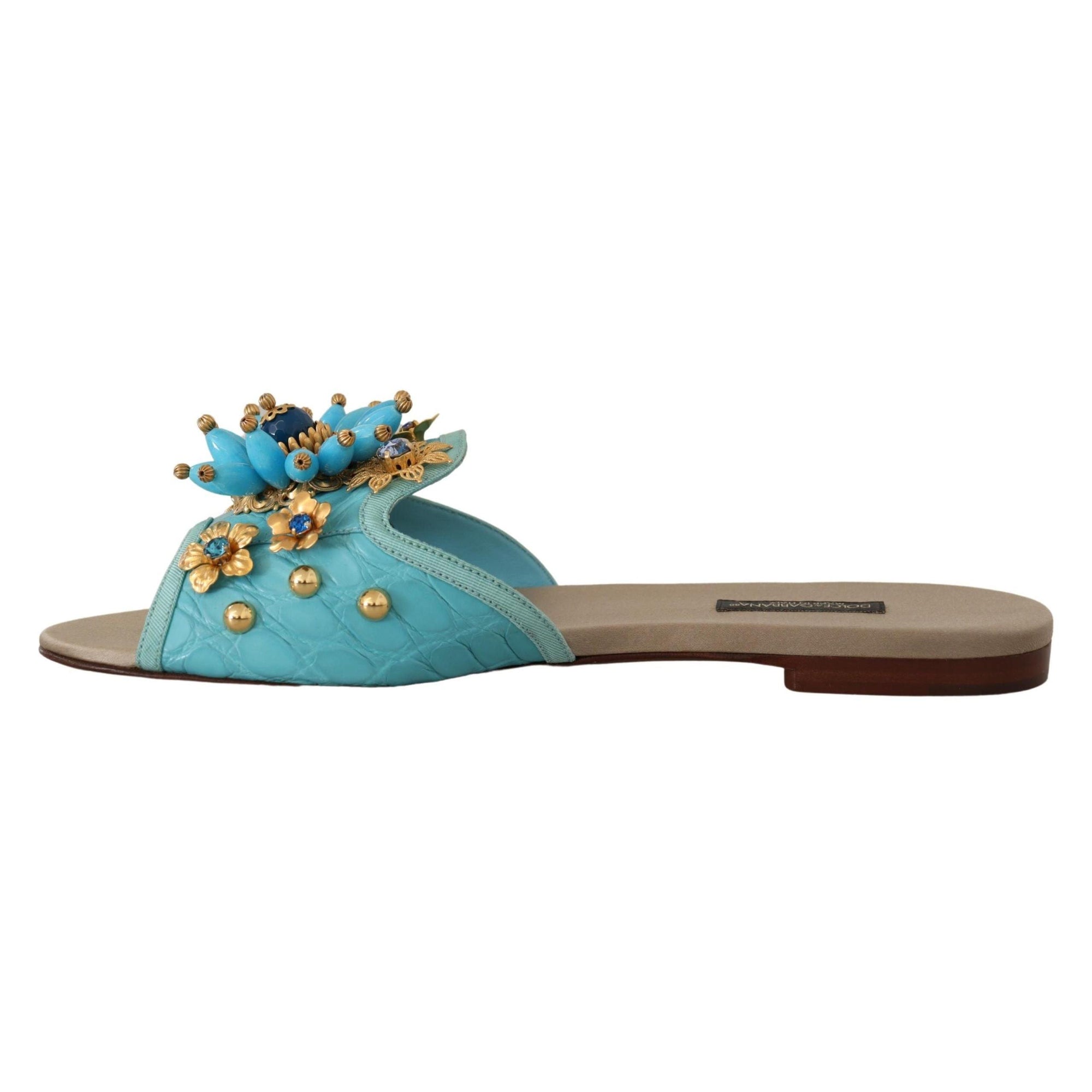 Dolce &amp; Gabbana Exquisite Crystal-Embellished Exotic Leather Sandals