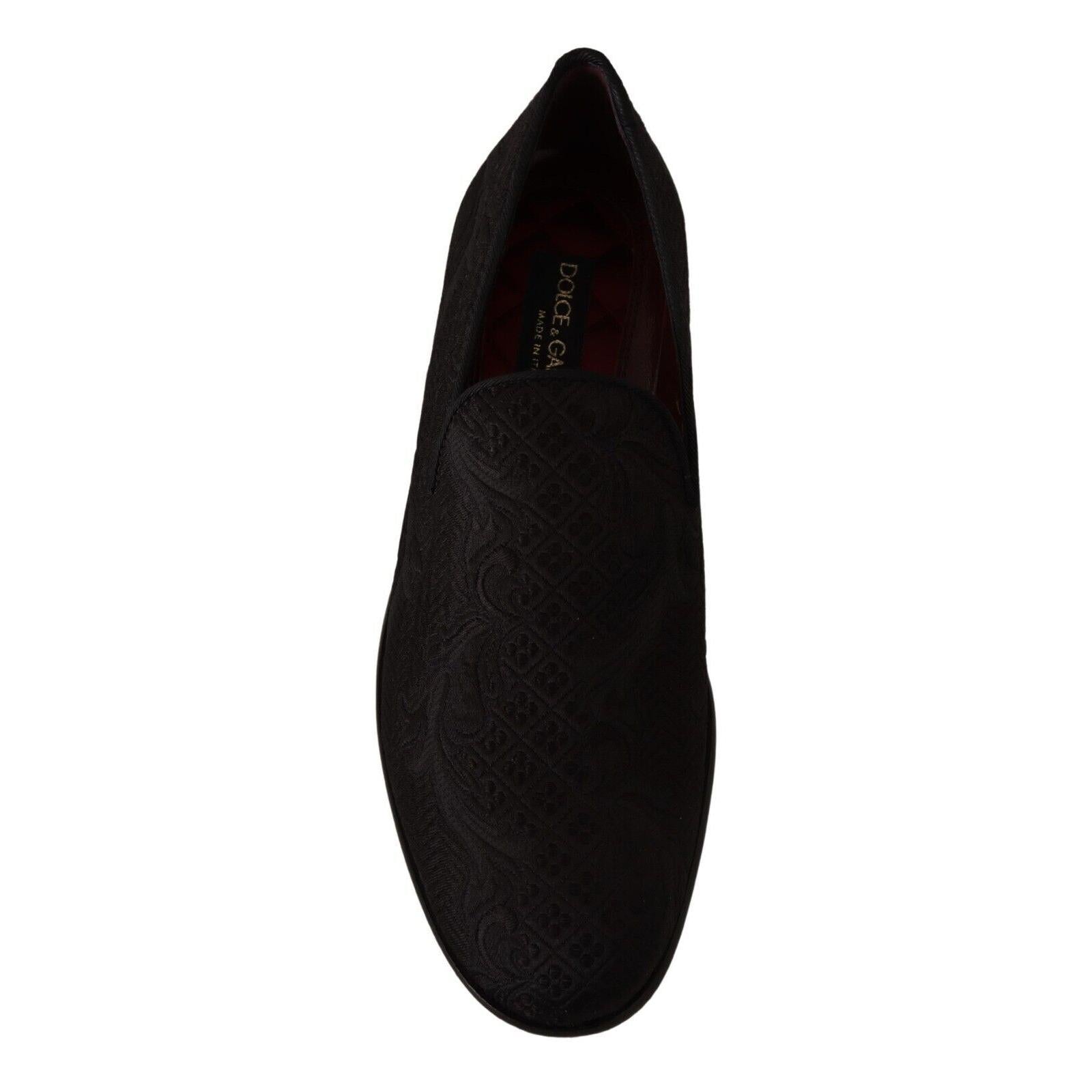 Dolce &amp; Gabbana Black Floral Brocade Slippers