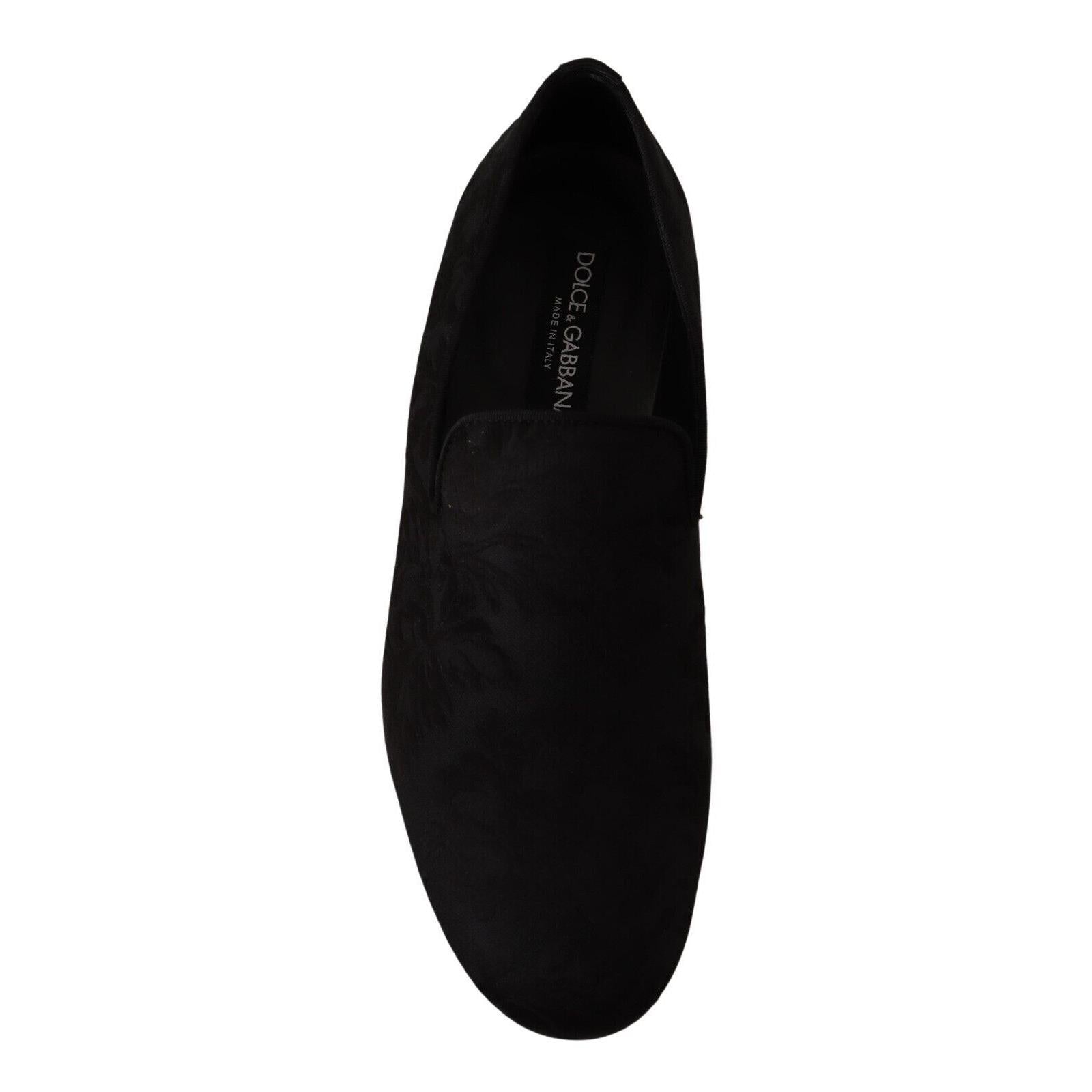 Dolce &amp; Gabbana Elegant Jacquard Slide On Loafers Flats