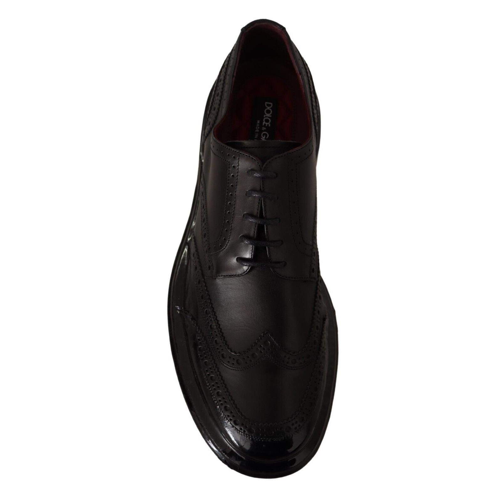 Dolce &amp; Gabbana Elegant Calfskin Derby Oxford Wingtips
