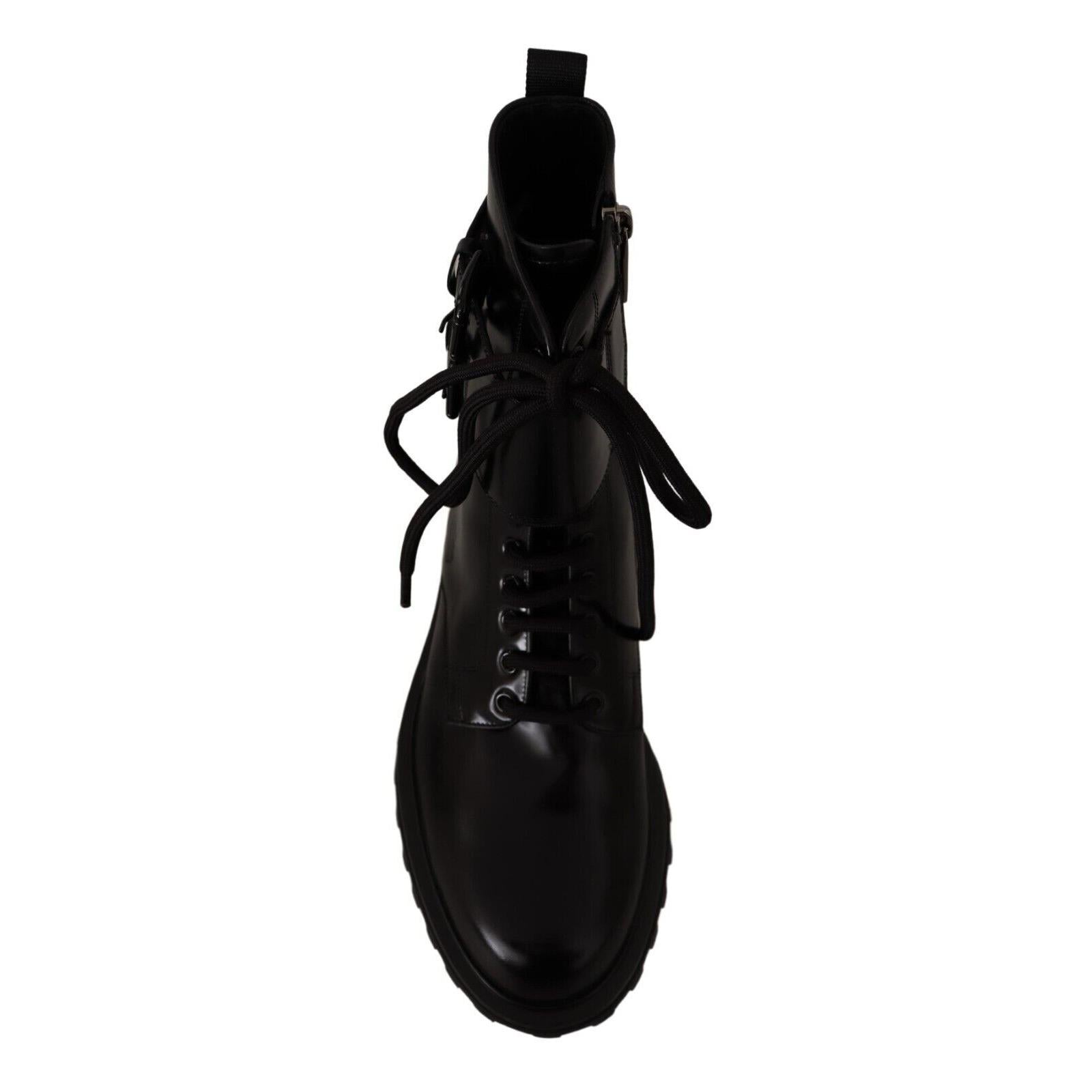 Dolce &amp; Gabbana Elegant Black Leather Ankle Boots