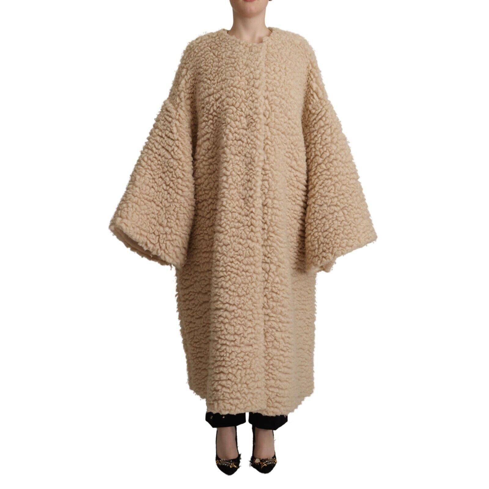 Dolce &amp; Gabbana Elegant Beige Cashmere Overcoat Jacket