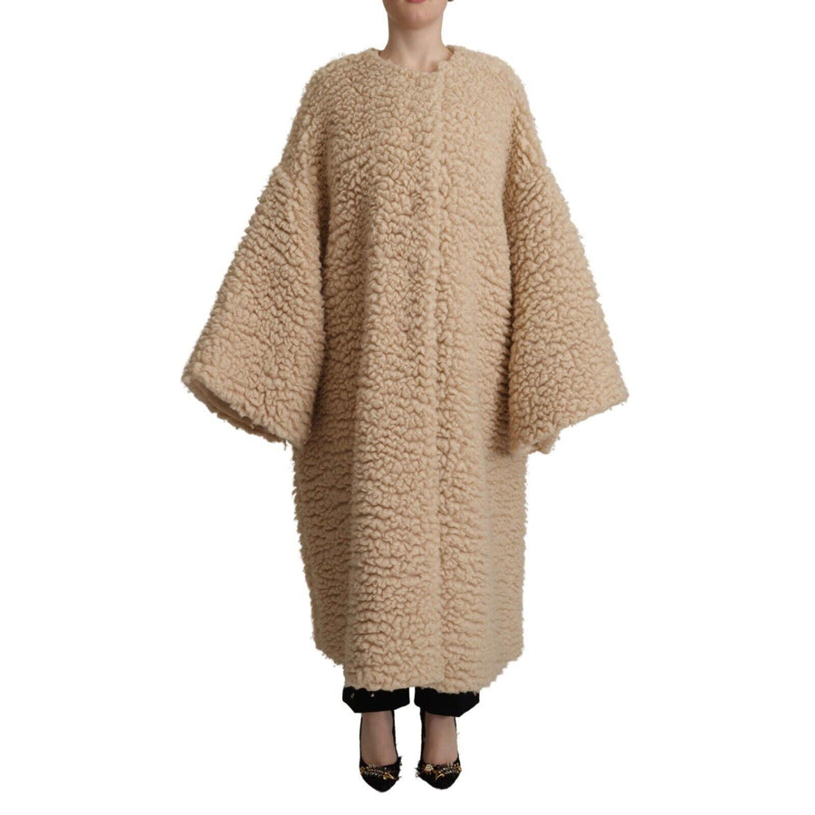 Dolce & Gabbana Elegant Beige Cashmere Overcoat Jacket