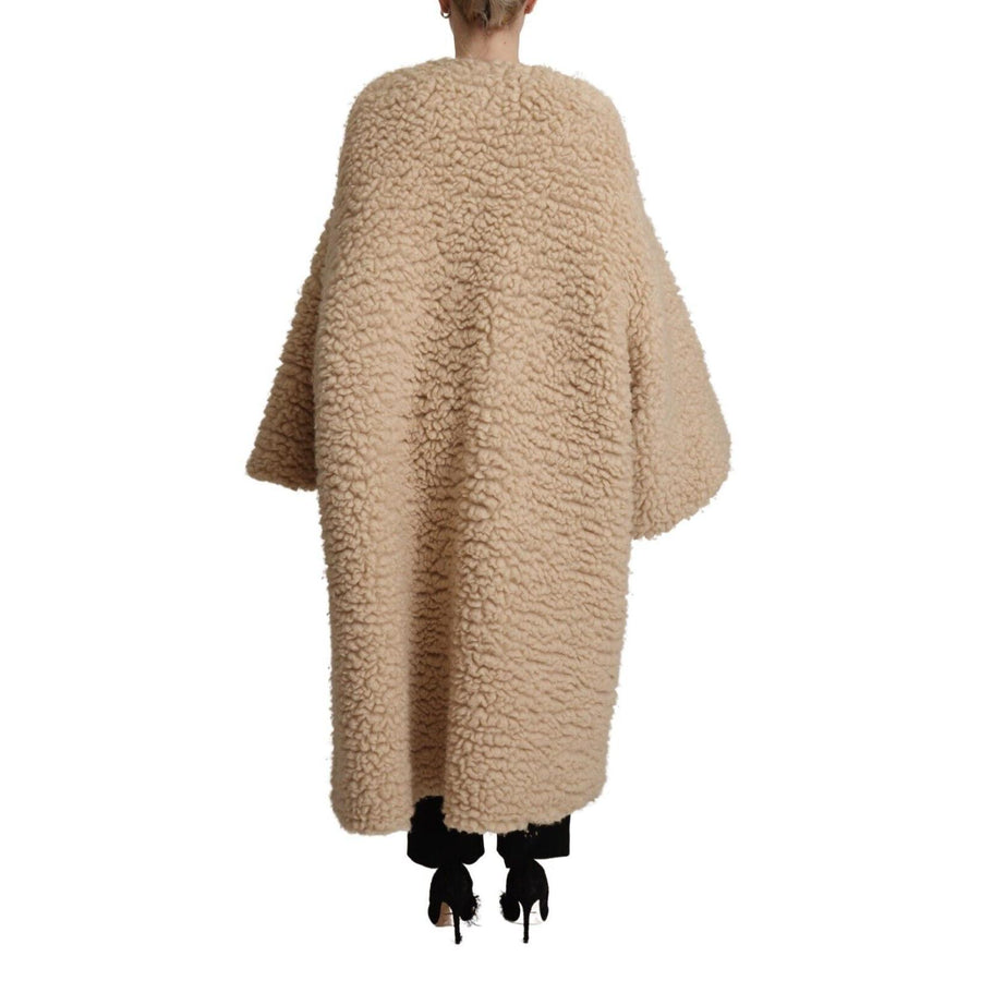 Dolce & Gabbana Elegant Beige Cashmere Overcoat Jacket
