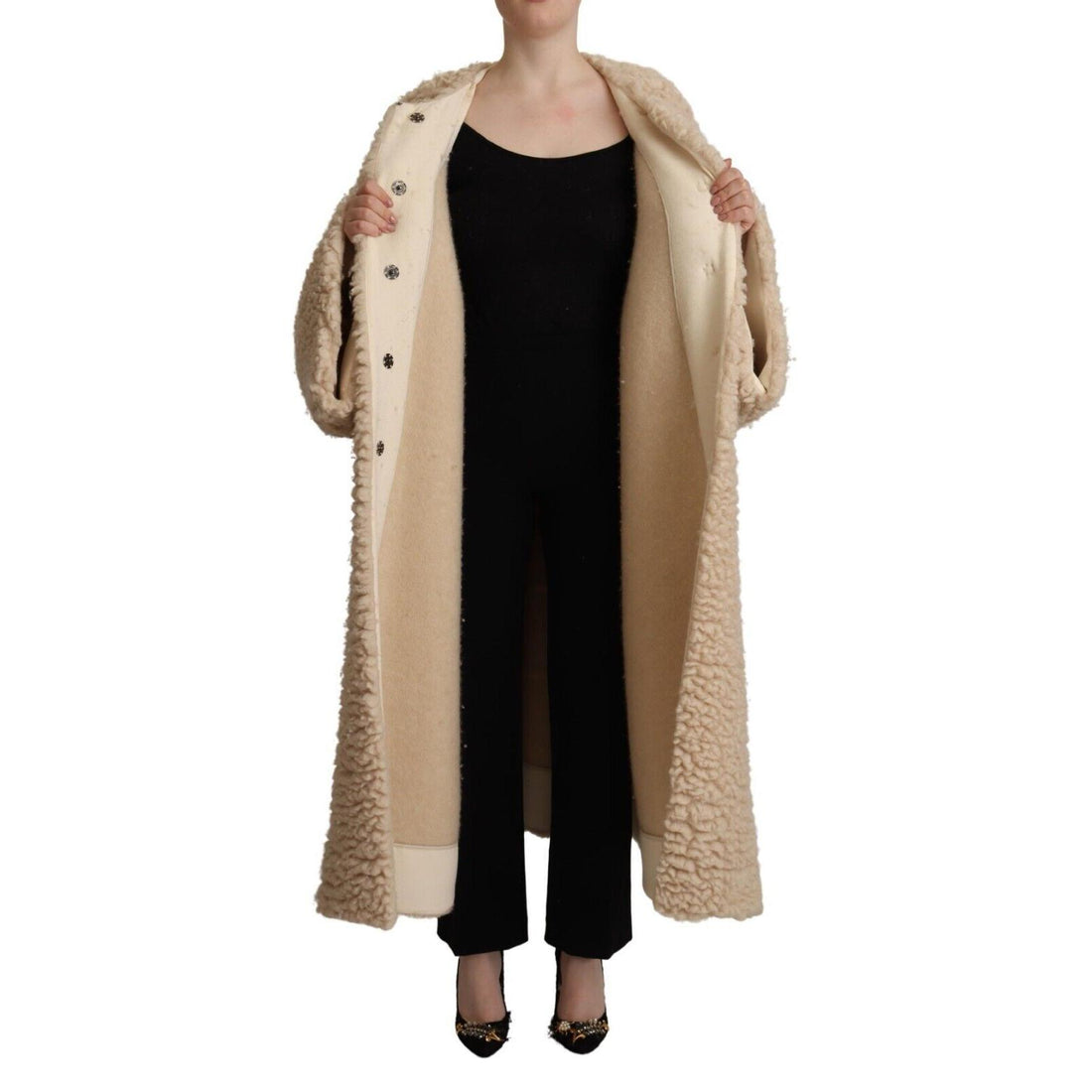 Dolce & Gabbana Elegant Beige Cashmere Overcoat Jacket