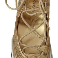 Jimmy Choo Golden Glamour Mesh Leather Sneakers