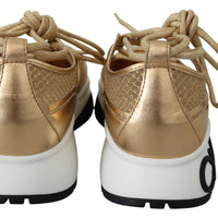 Jimmy Choo Golden Glamour Mesh Leather Sneakers