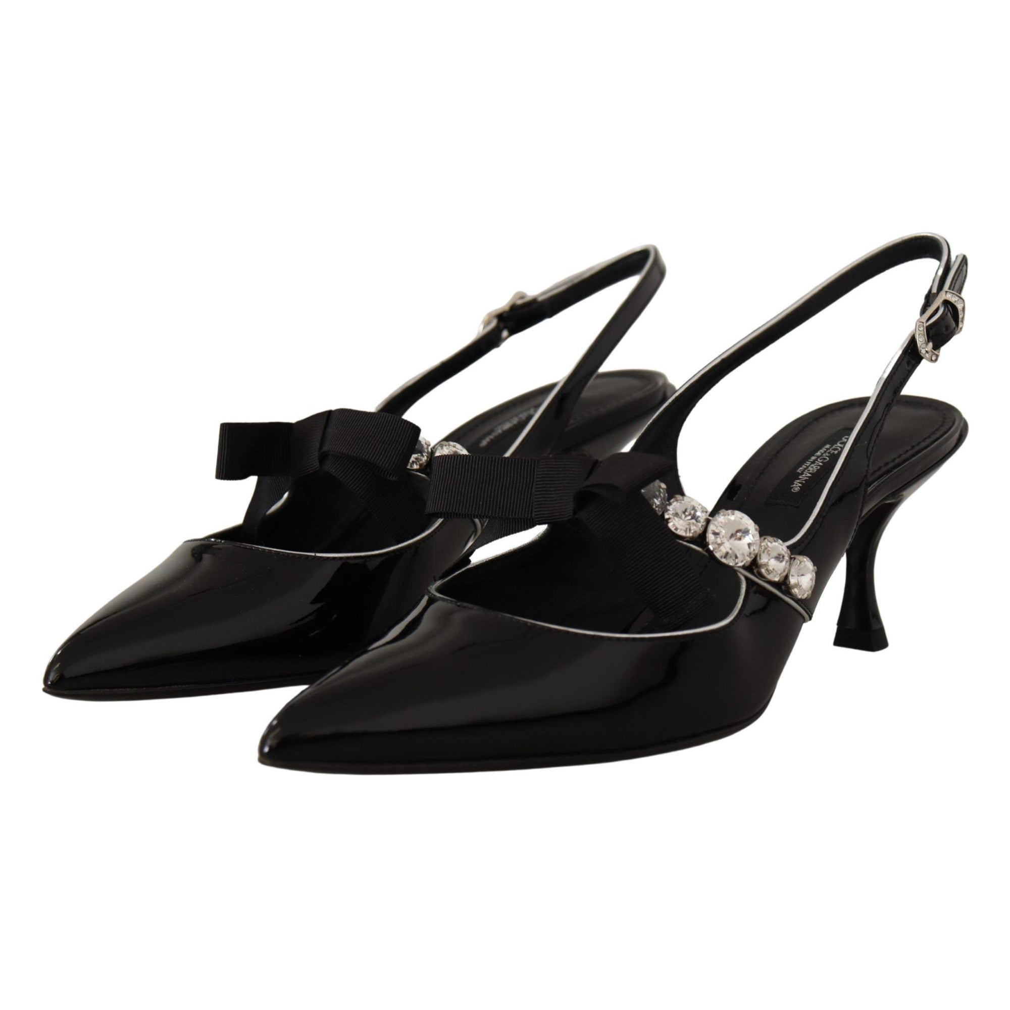 Dolce &amp; Gabbana Elegant Crystal Slingback Heels Pump
