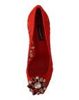 Dolce & Gabbana Red Crystal Taormina Lace Heels Pumps