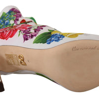 Dolce & Gabbana Floral Open Toe Jersey Heels