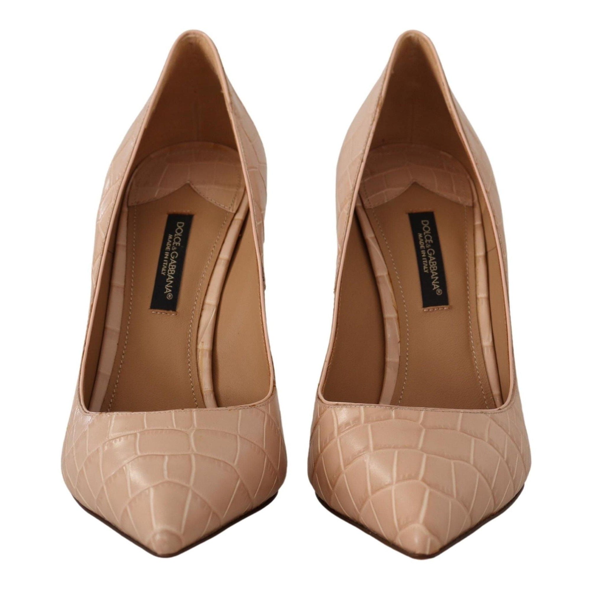 Dolce &amp; Gabbana Elegant Beige Nude Leather Pumps