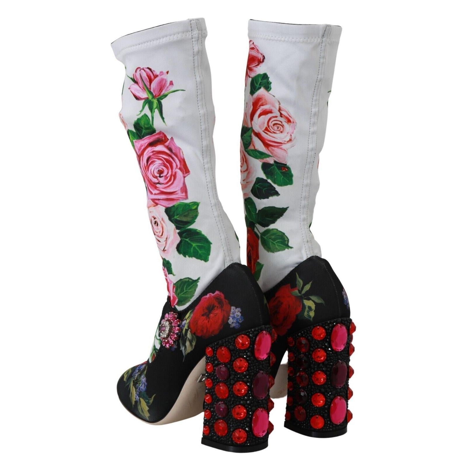 Dolce &amp; Gabbana Floral Embellished Socks Boots
