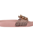 Dolce & Gabbana Floral Lace Crystal Embellished Slide Flats