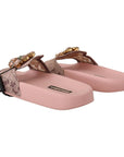 Dolce & Gabbana Floral Lace Crystal Embellished Slide Flats