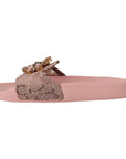Dolce & Gabbana Floral Lace Crystal Embellished Slide Flats