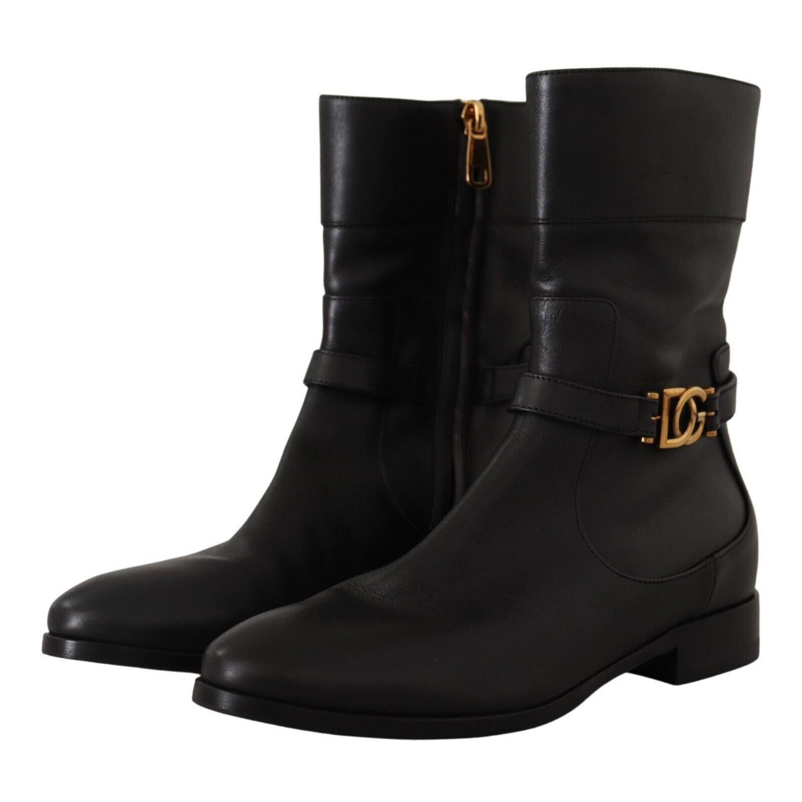 Dolce &amp; Gabbana Elegant Leather Biker Boots