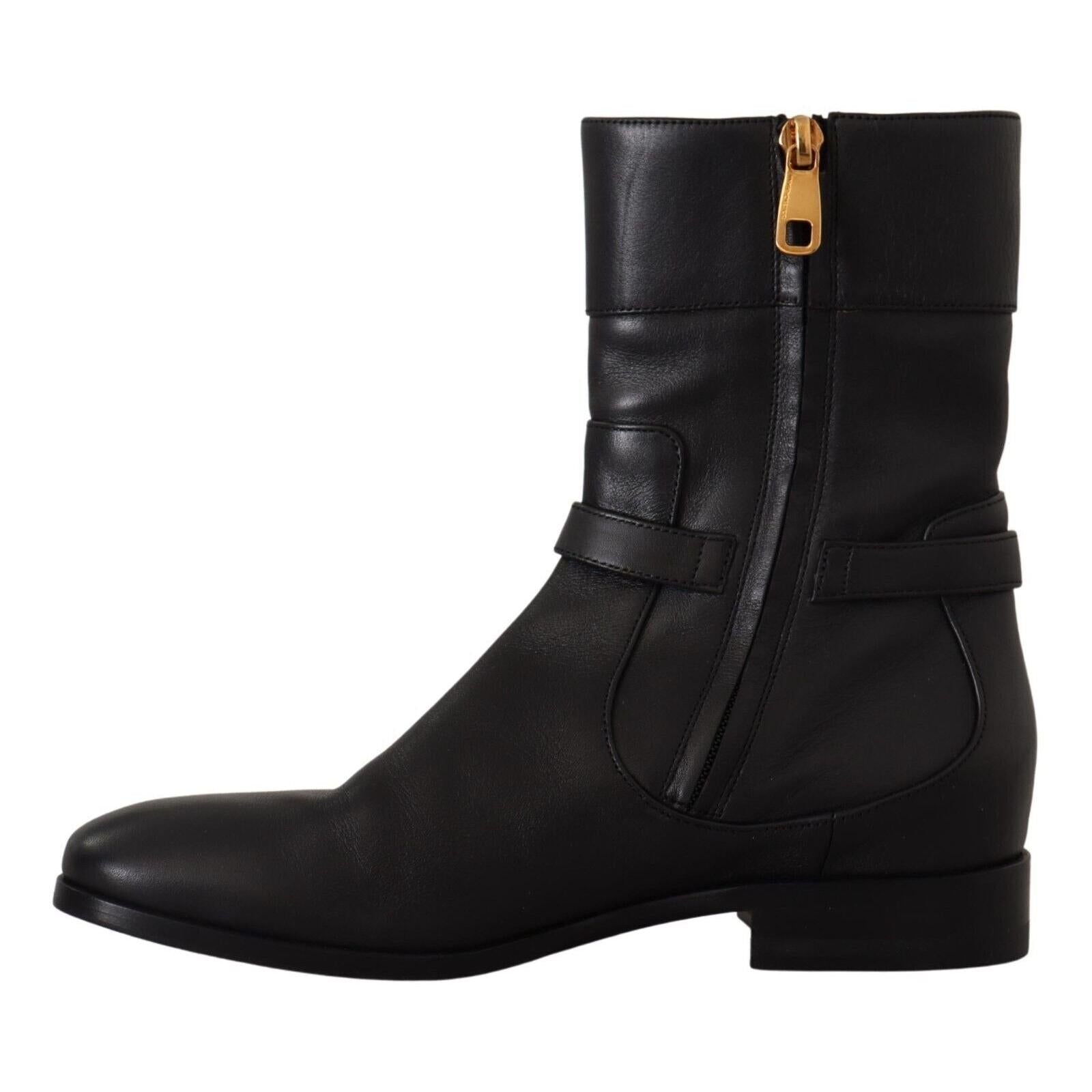 Dolce &amp; Gabbana Elegant Leather Biker Boots