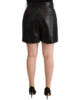 Dolce & Gabbana Elegant Black Leather High Waist Shorts