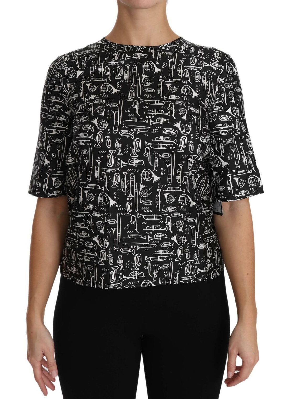 Dolce & Gabbana Exquisite Trumpet Print Silk Blouse