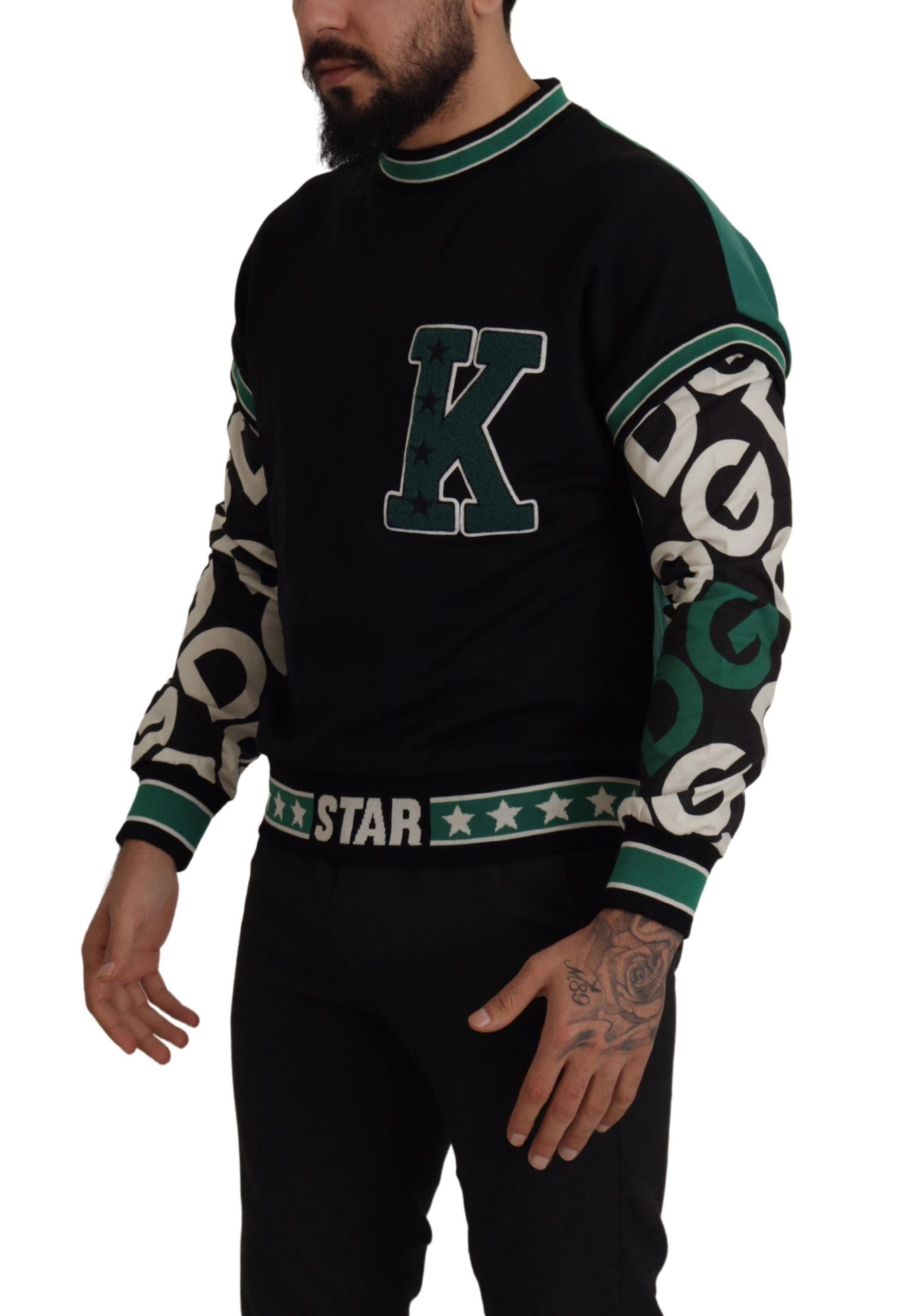 Dolce &amp; Gabbana Regal Crewneck Pullover Sweater - Black &amp; Green