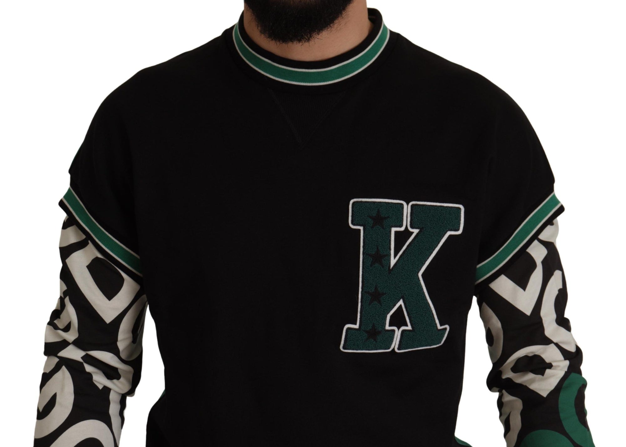 Dolce &amp; Gabbana Regal Crewneck Pullover Sweater - Black &amp; Green