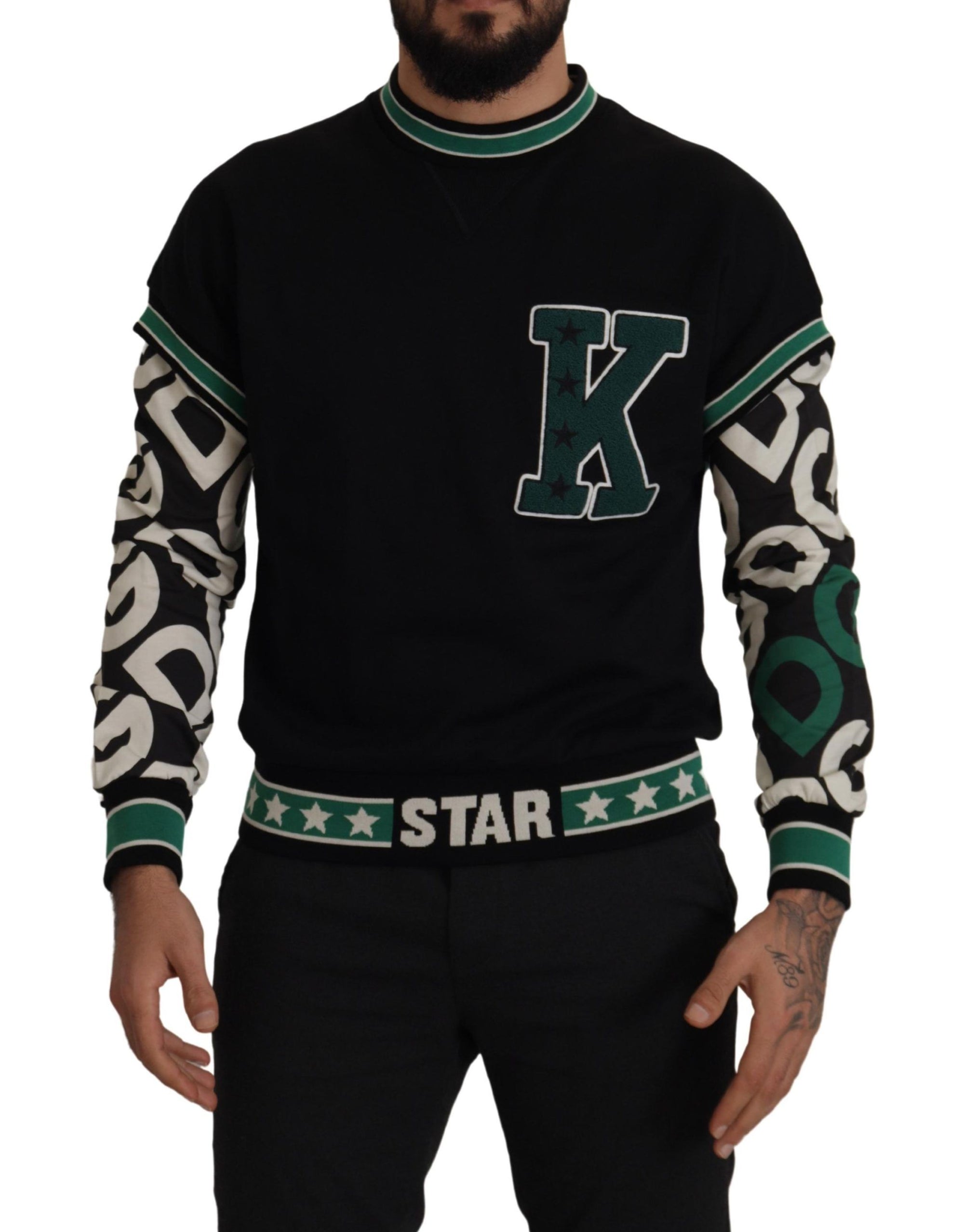 Dolce &amp; Gabbana Regal Crewneck Pullover Sweater - Black &amp; Green