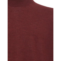 Colombo Bordeaux Mock Neck Cashmere Silk Blend Sweater