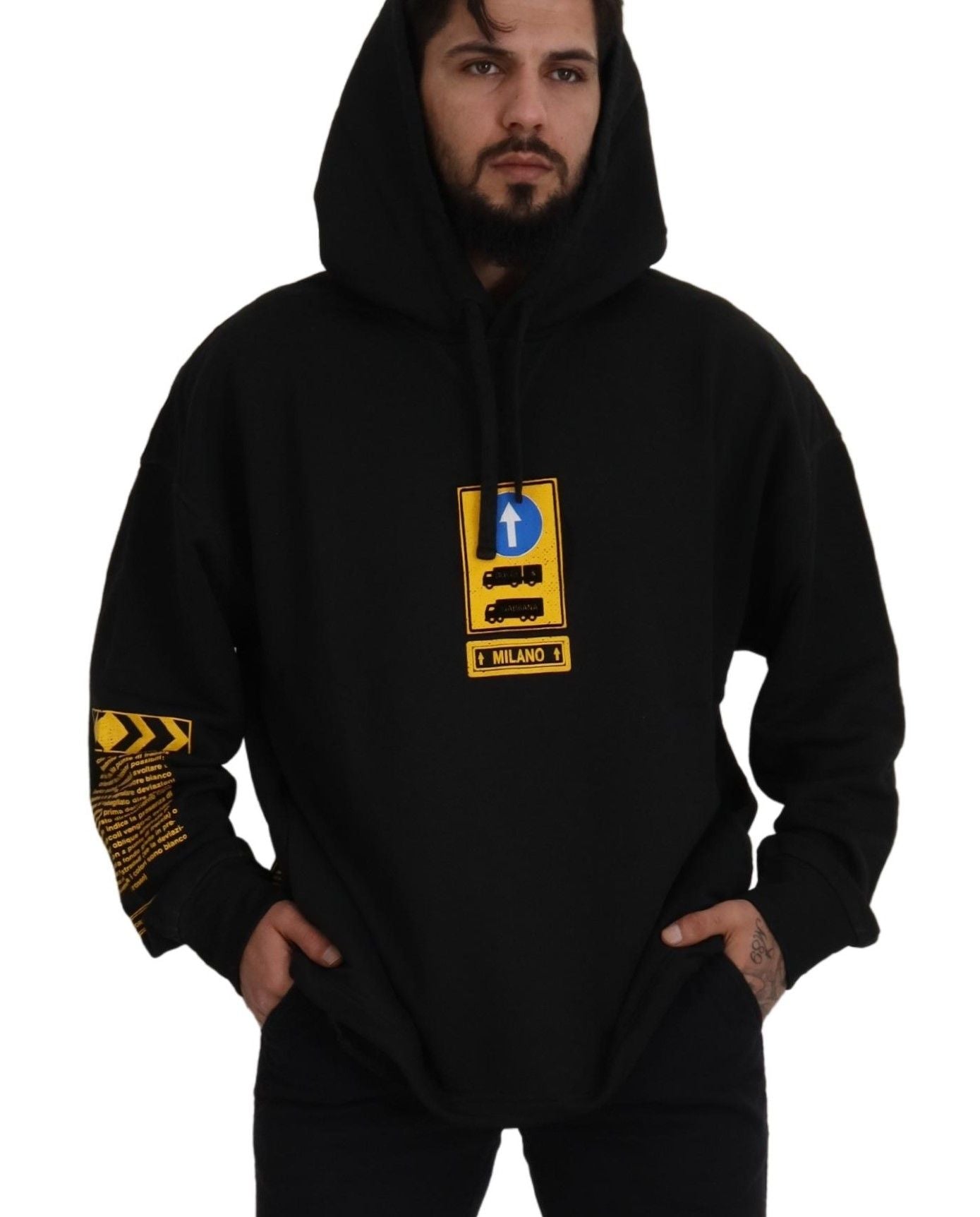 Dolce &amp; Gabbana Elegant Black Cotton Hooded Sweater