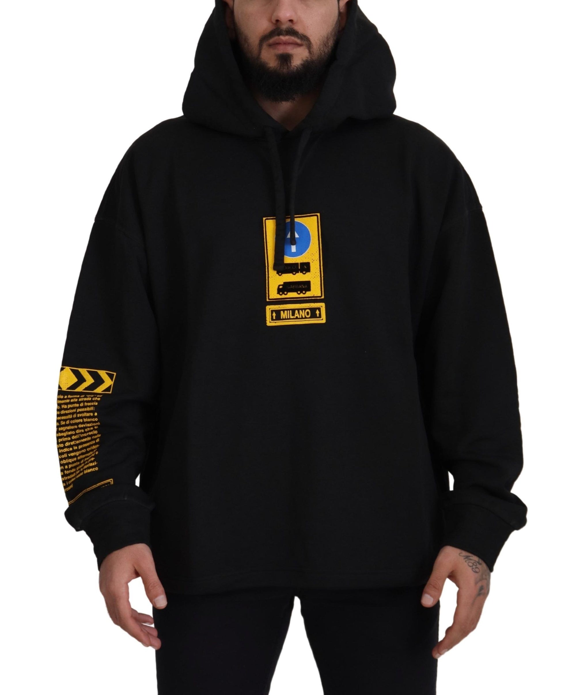 Dolce &amp; Gabbana Elegant Black Cotton Hooded Sweater
