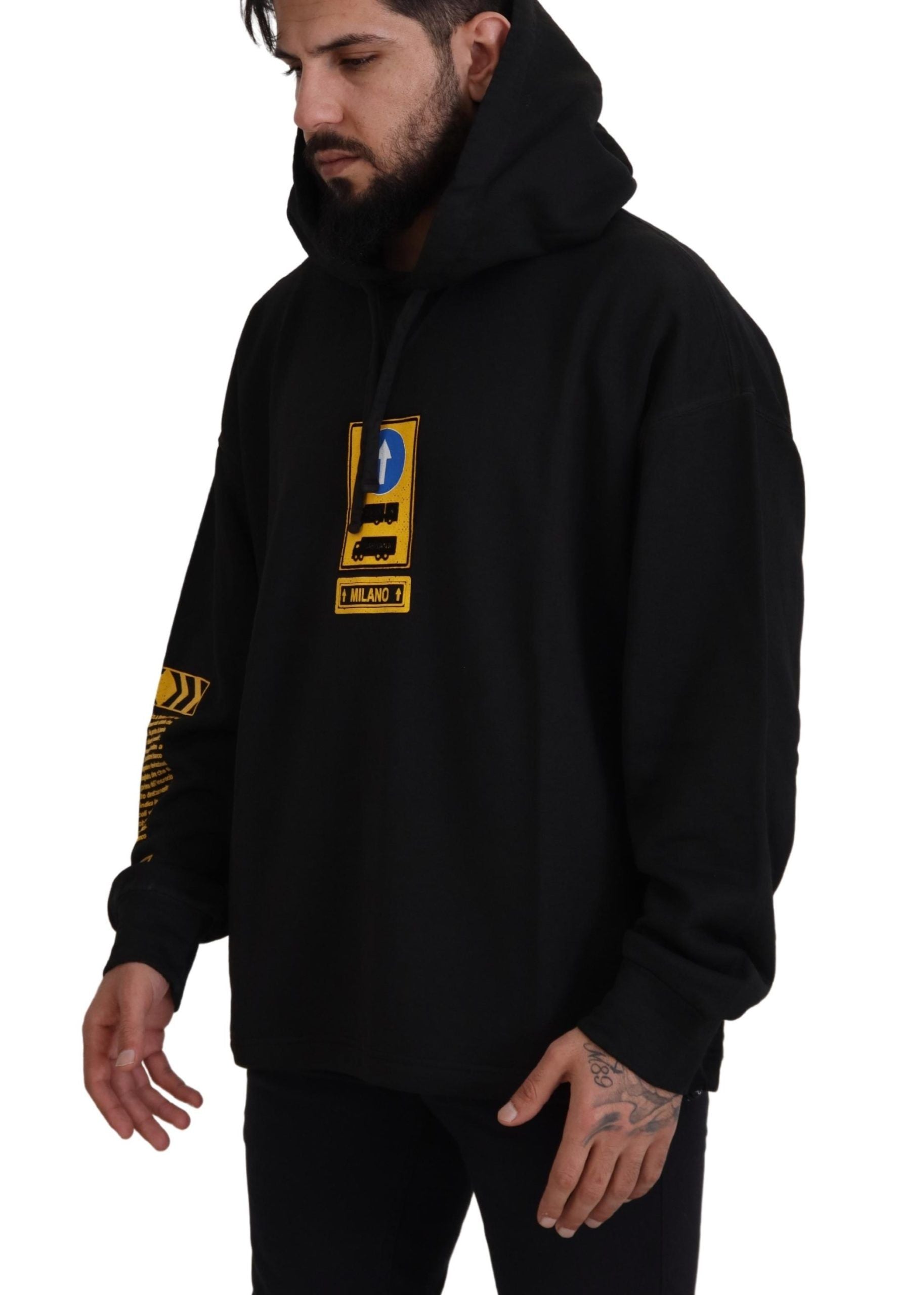 Dolce &amp; Gabbana Elegant Black Cotton Hooded Sweater