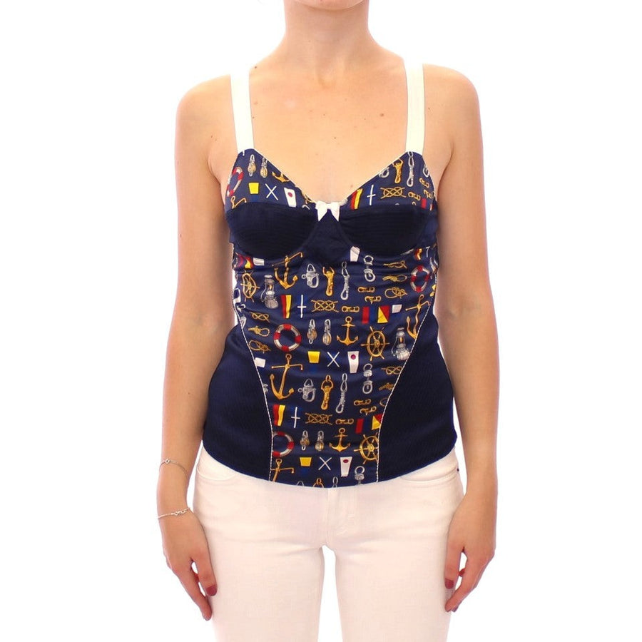 Dolce & Gabbana Blue Sailor Motif Stretch Tank Top