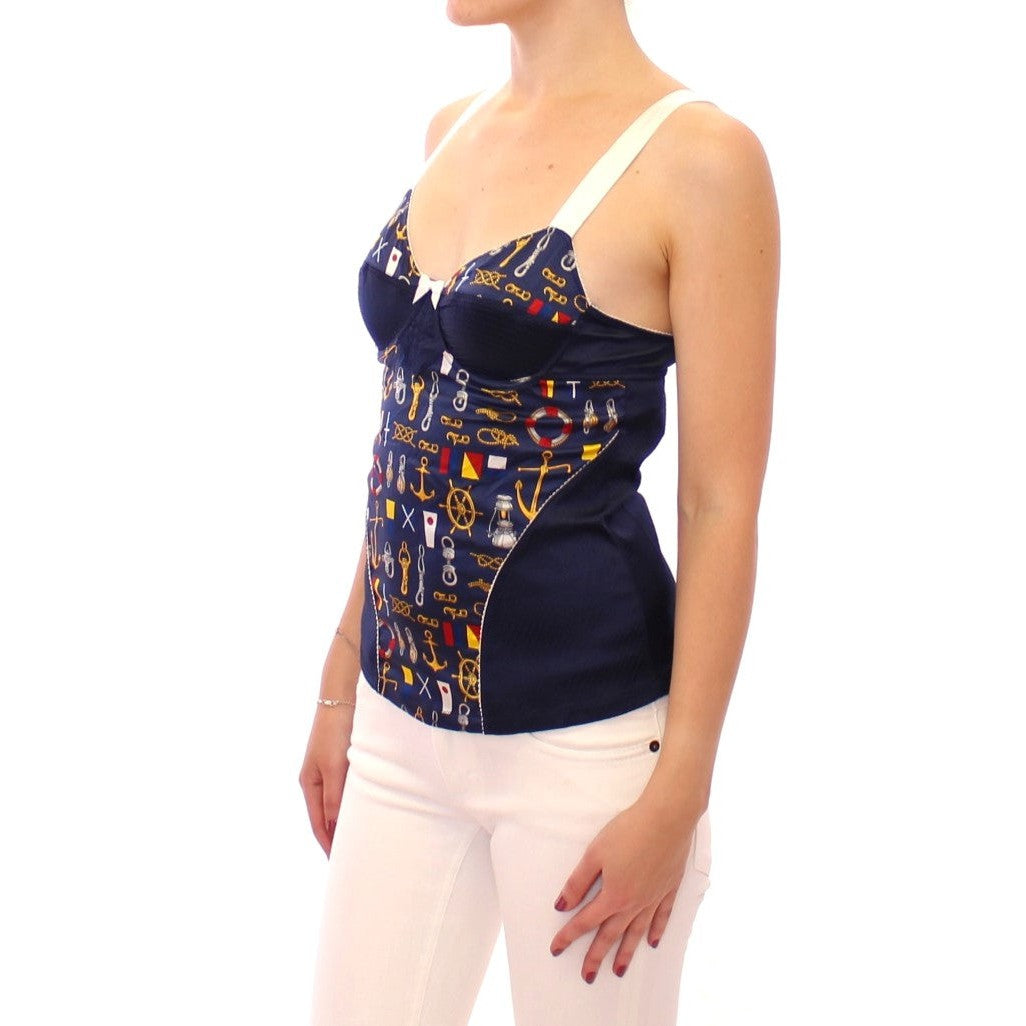 Dolce & Gabbana Blue Sailor Motif Stretch Tank Top