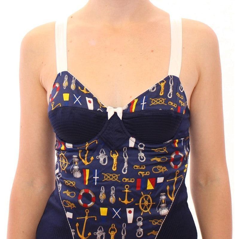 Dolce &amp; Gabbana Blue Sailor Motif Stretch Tank Top