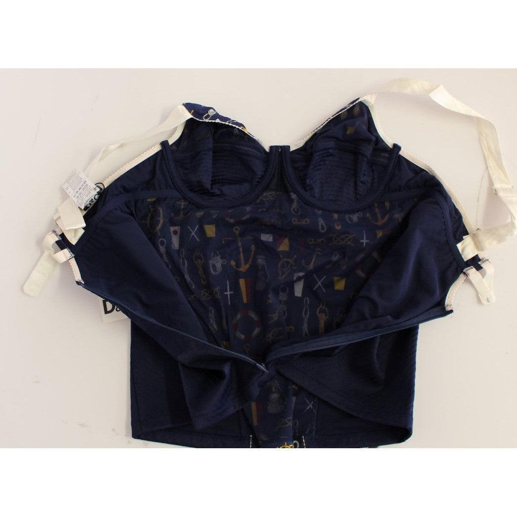 Dolce &amp; Gabbana Blue Sailor Motif Stretch Tank Top
