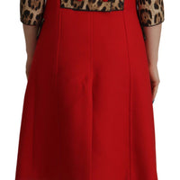 Dolce & Gabbana Elegant Red Leopard Trench Coat