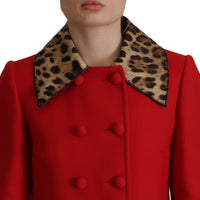 Dolce & Gabbana Elegant Red Leopard Trench Coat