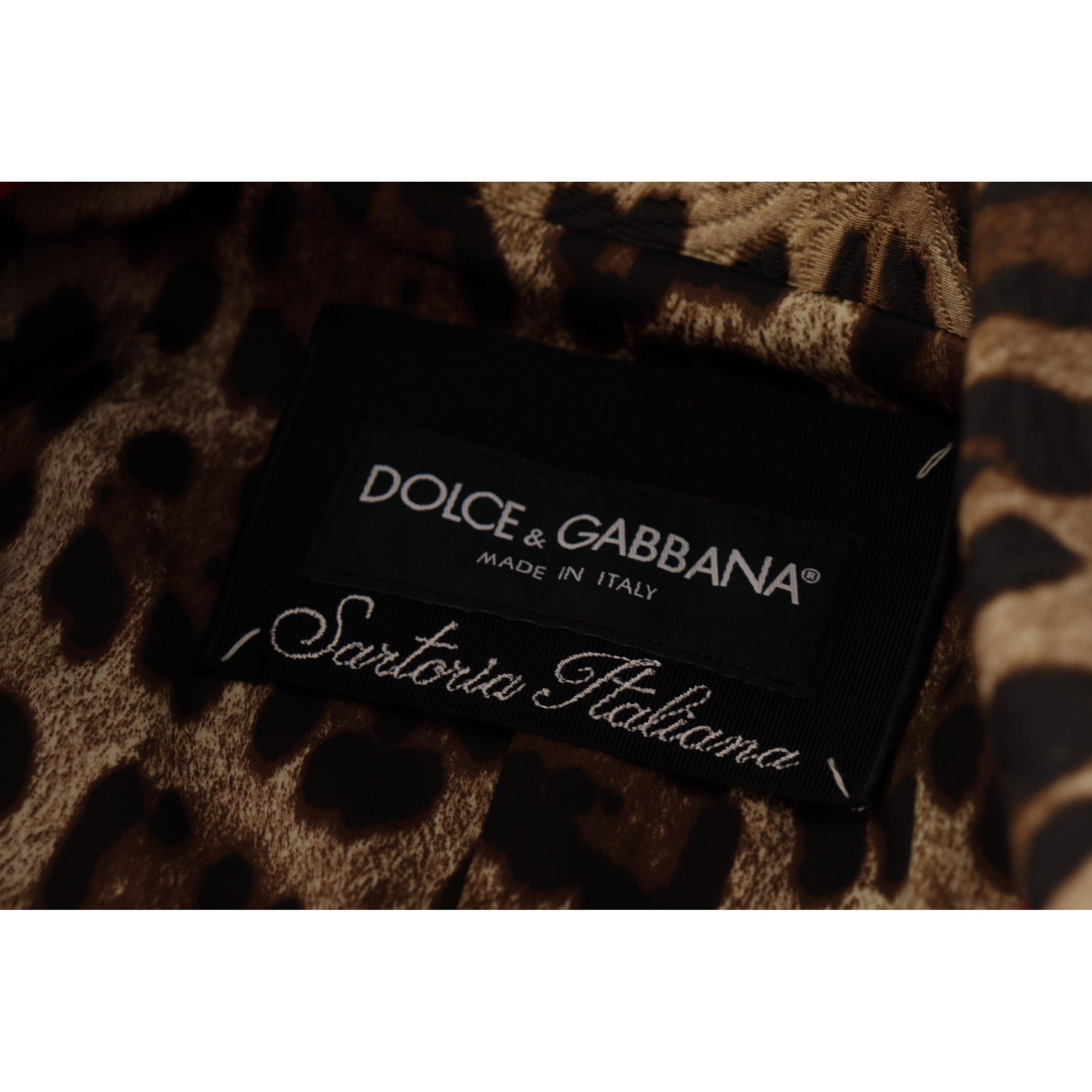 Dolce &amp; Gabbana Elegant Red Leopard Trench Coat
