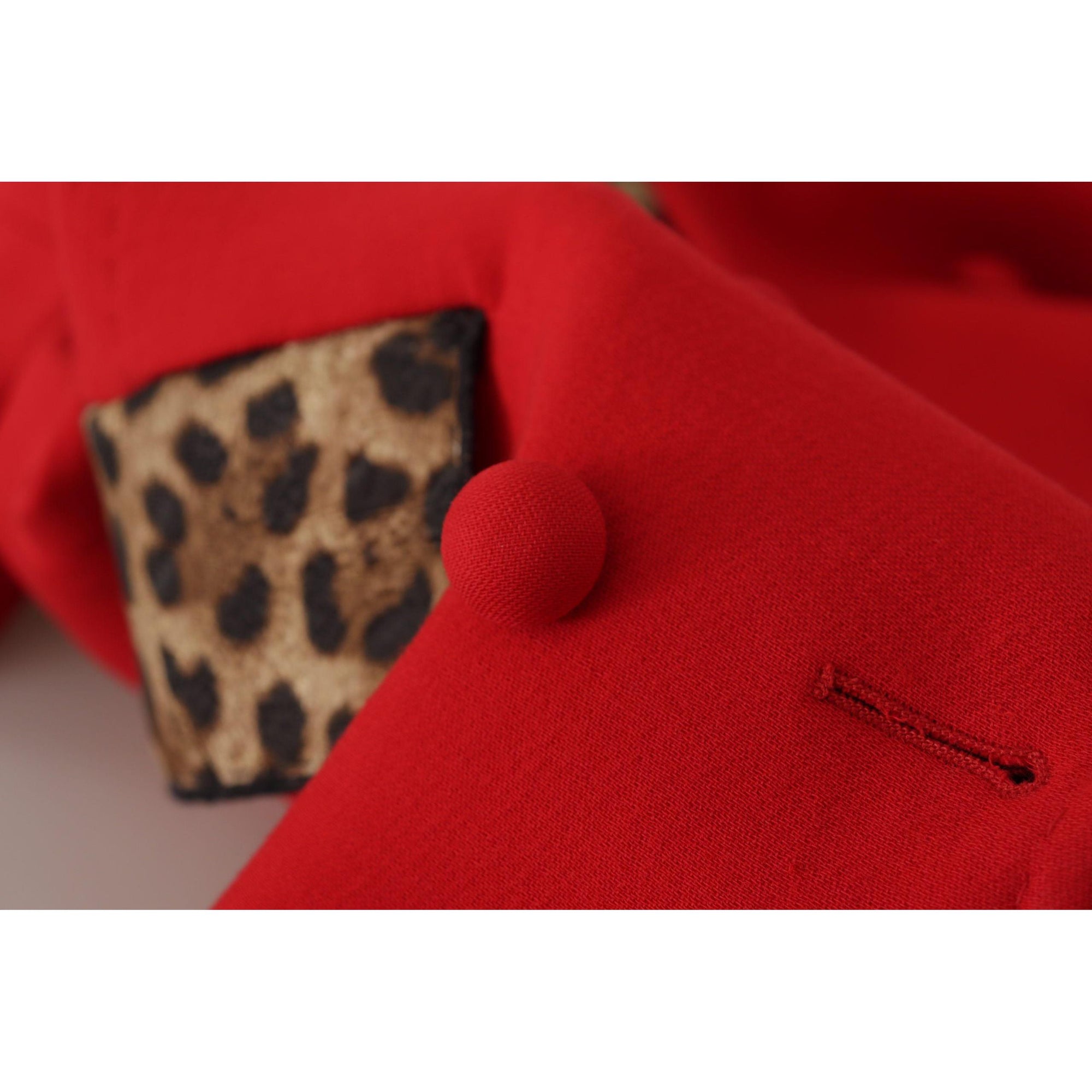 Dolce &amp; Gabbana Elegant Red Leopard Trench Coat