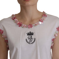 Dolce & Gabbana Chic Sequined Crown Tank Top T-Shirt