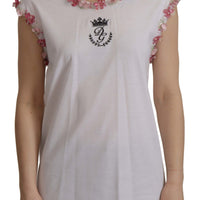 Dolce & Gabbana Chic Sequined Crown Tank Top T-Shirt