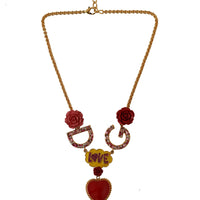 Dolce & Gabbana Glamorous Gold Crystal Charm Necklace