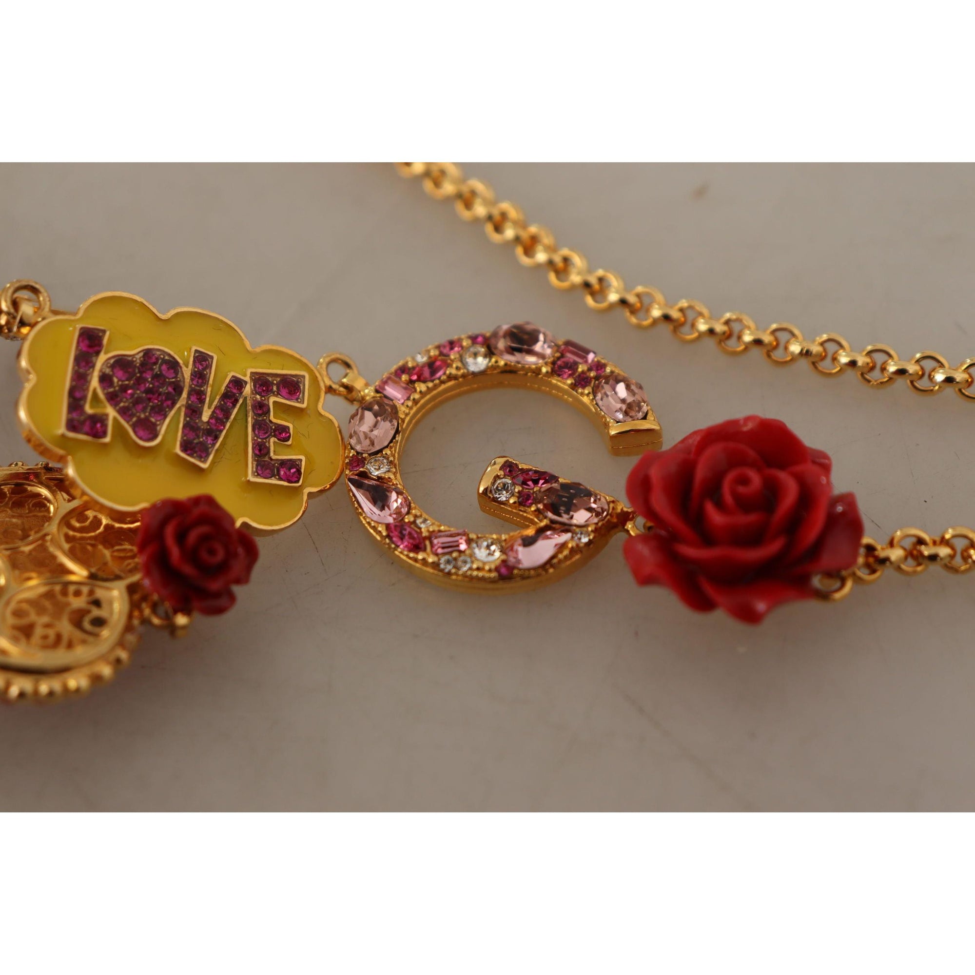 Dolce &amp; Gabbana Glamorous Gold Crystal Charm Necklace