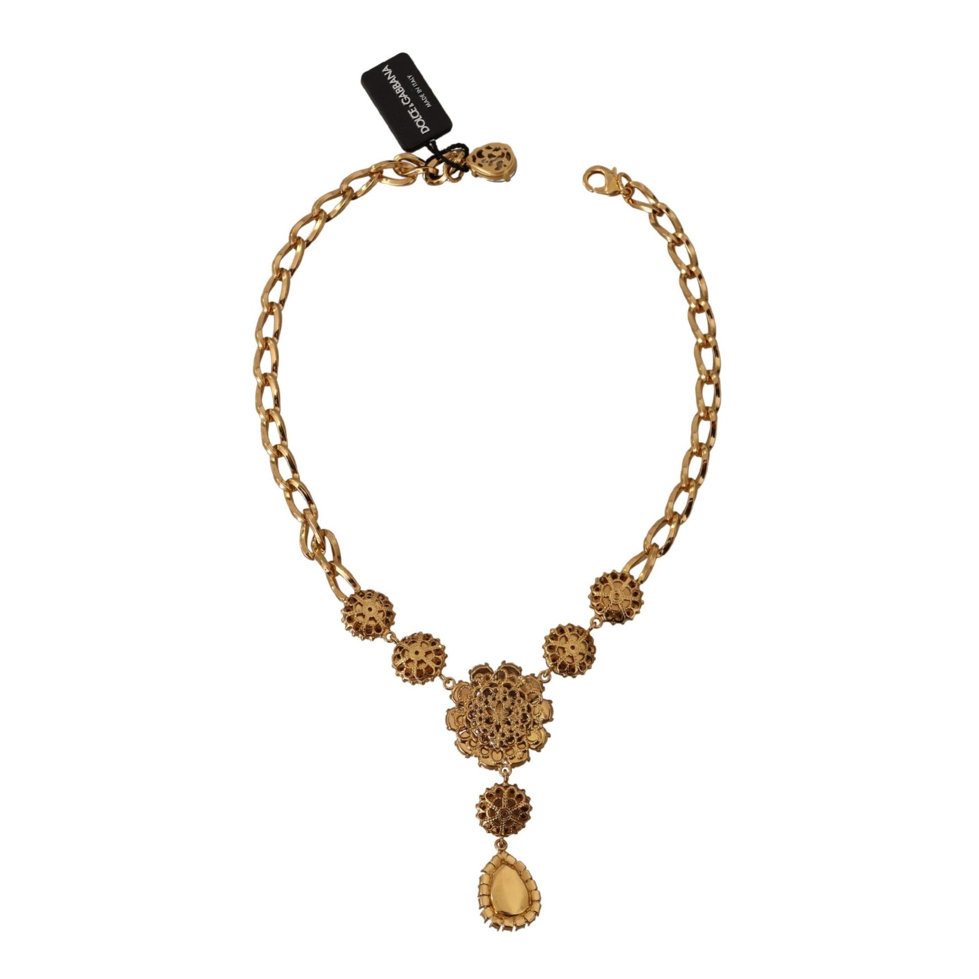 Dolce &amp; Gabbana Elegant Floral Crystal Statement Necklace
