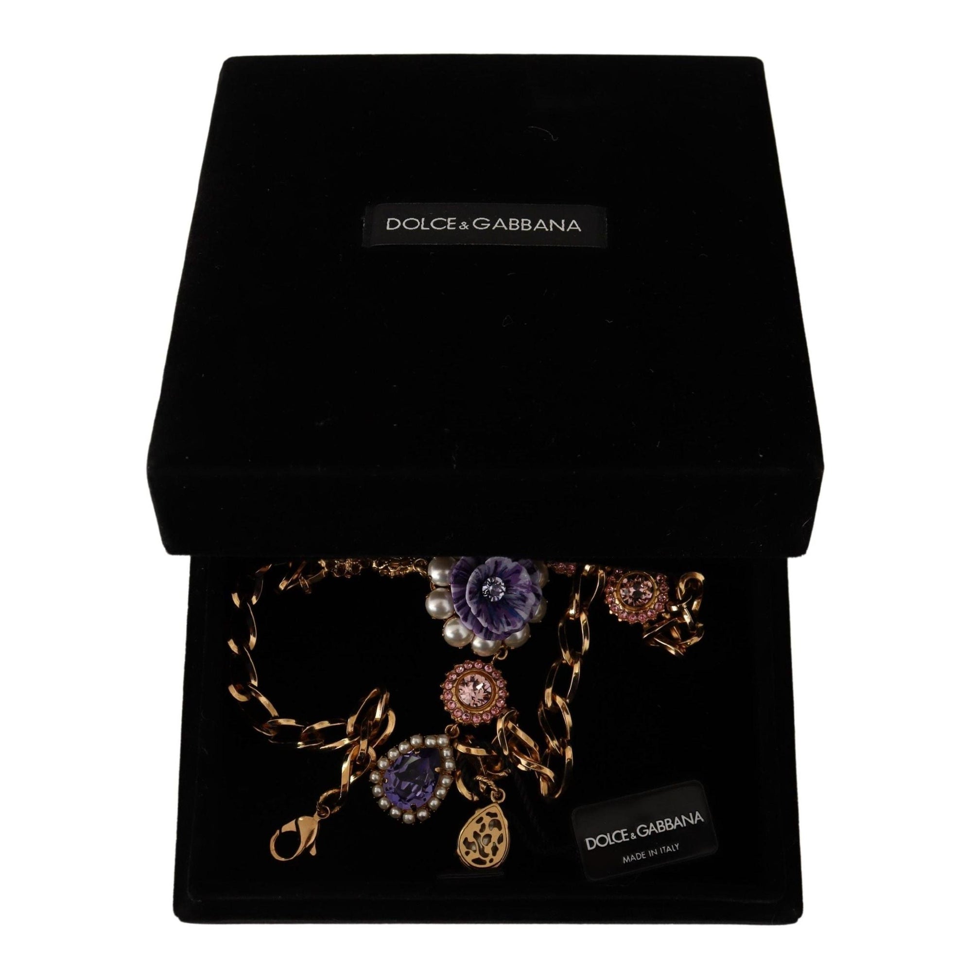 Dolce &amp; Gabbana Elegant Floral Crystal Statement Necklace
