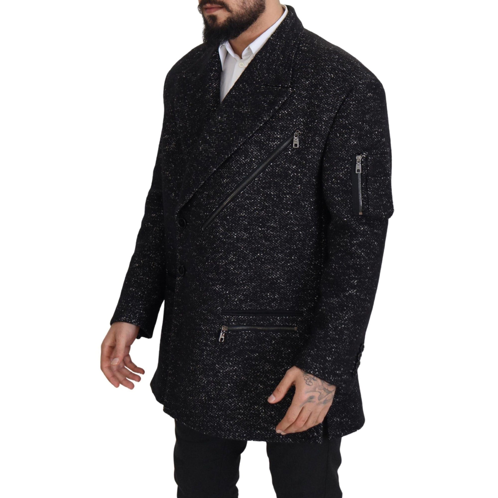 Dolce &amp; Gabbana Sleek Patterned Wool Double Breasted Jacket