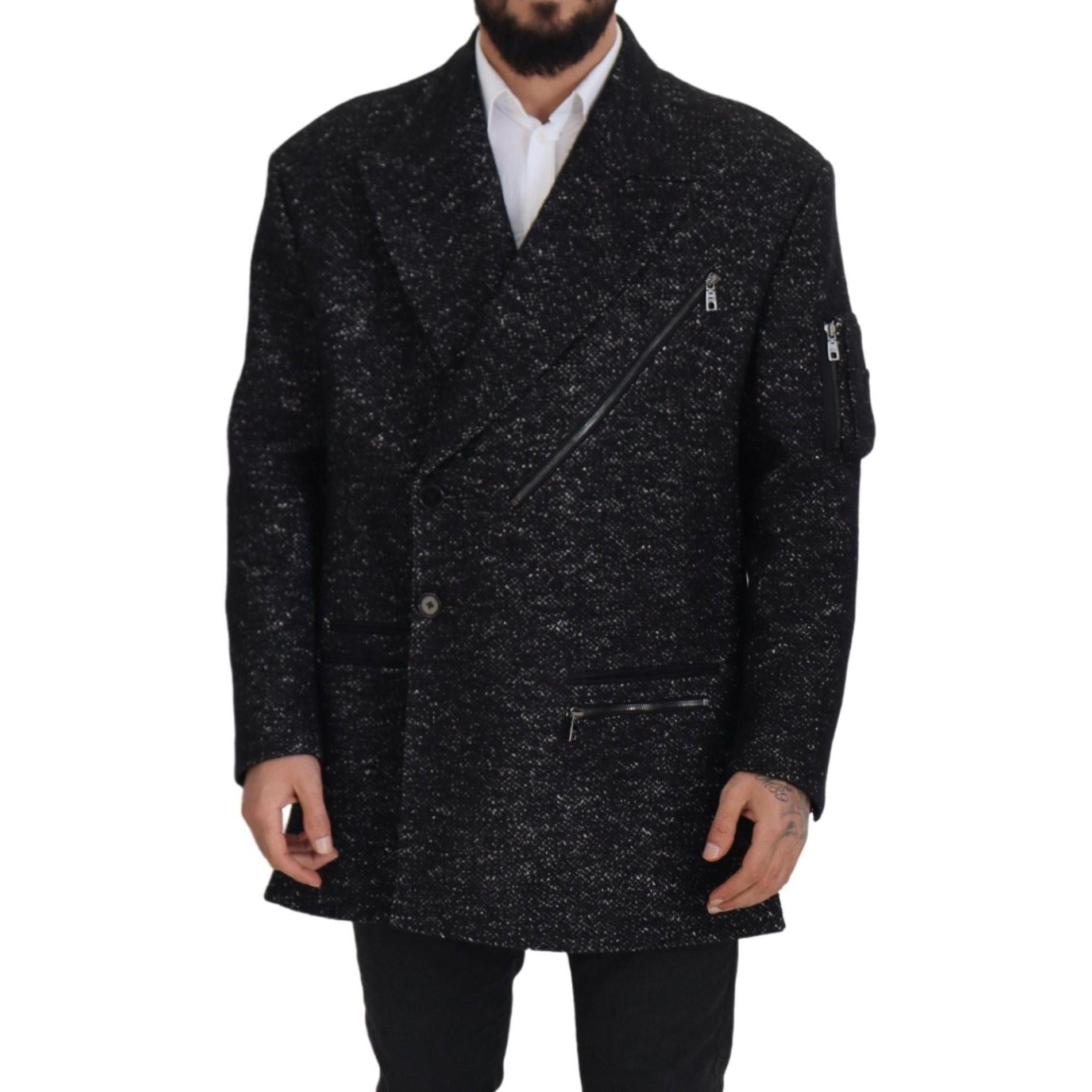 Dolce &amp; Gabbana Sleek Patterned Wool Double Breasted Jacket