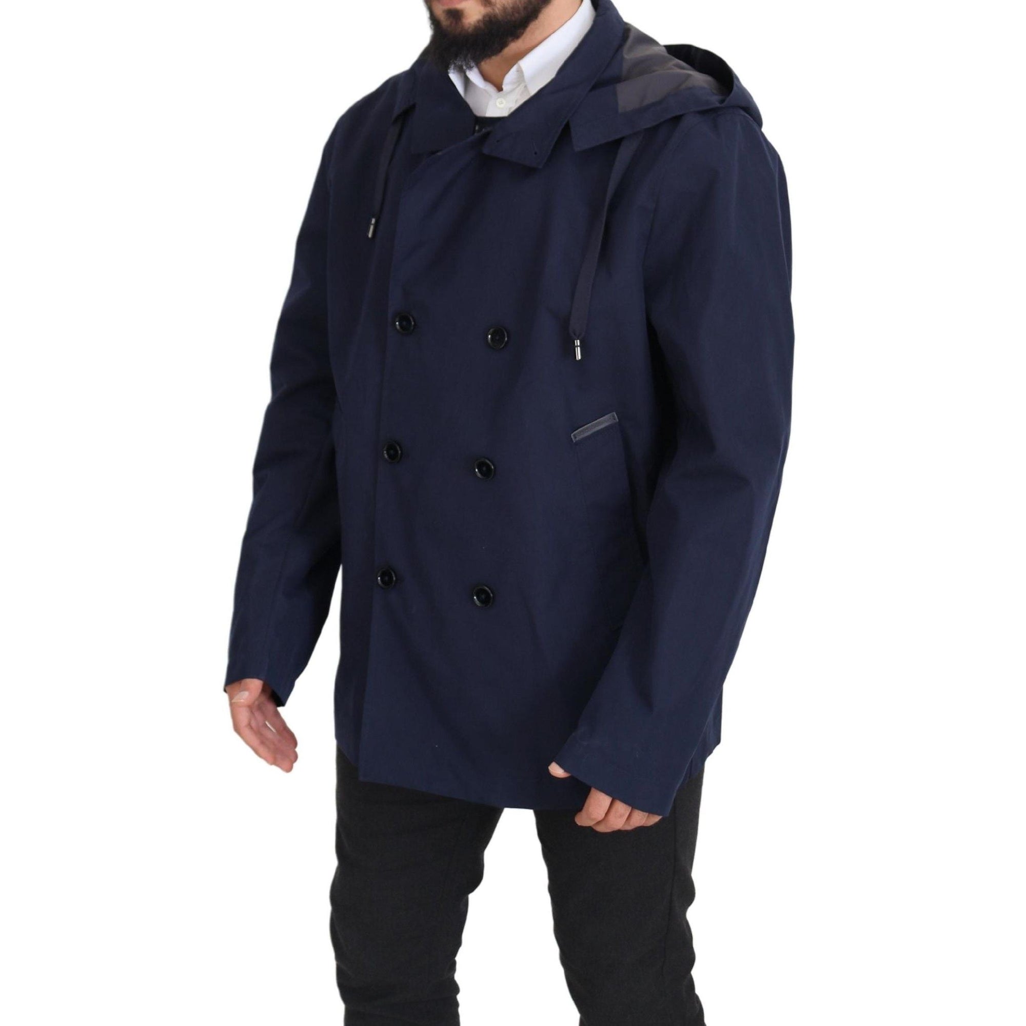 Dolce &amp; Gabbana Elegant Double-Breasted Blue Parka Jacket
